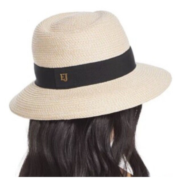 Eric Javits Squishee Classic Fedora Hat In Cream & Black Band New - Picture 11 of 11